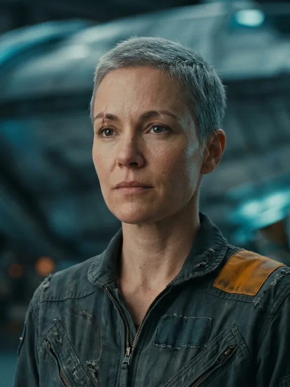 Cmdr. Isa Rook, lead of Ashfall: Pilot. One scar, zero orders left.