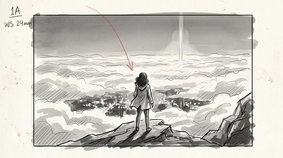 Storyboard 1A: WS 24mm, ridge at dusk